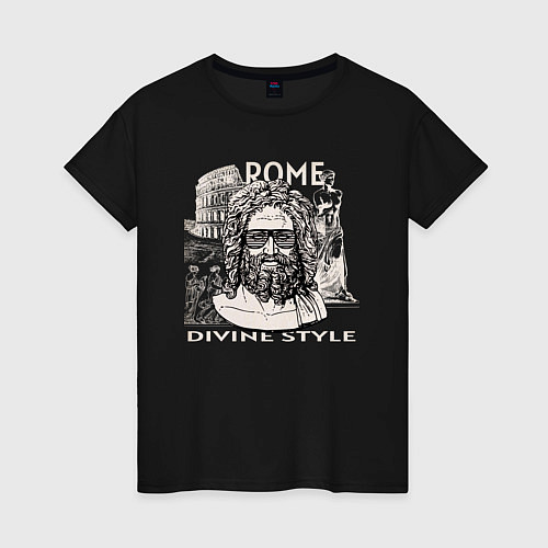 Женская футболка Римский Бог на стиле / Черный – фото 1