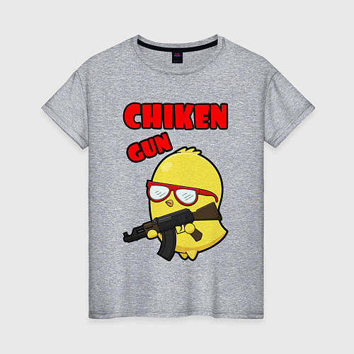 Женская футболка Chicken machine gun / Меланж – фото 1