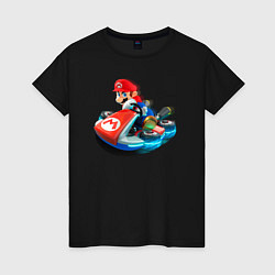Женская футболка Марио на машине
