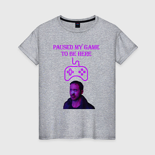 Женская футболка Paused my game to be here / Меланж – фото 1