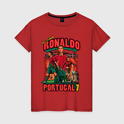 Футболка хлопковая женская Криштиану Роналду Португалия 7, цвет: красный