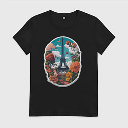 Женская футболка Эйфелева башня в цветах