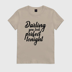 Футболка хлопковая женская Ed Sheeran Perfect Lyrics, цвет: миндальный