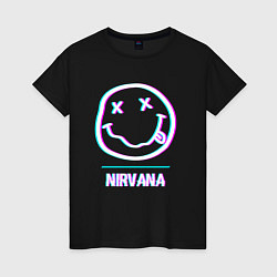 Женская футболка Nirvana glitch rock