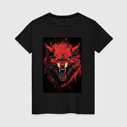 Женская футболка Красный волк