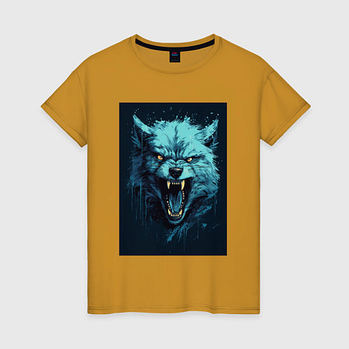 Женская футболка Blue wolf / Горчичный – фото 1