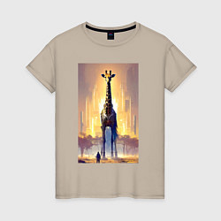 Женская футболка Жираф в большом городе - фантазия - Нью-Йорк