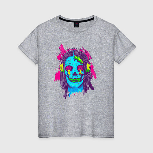 Женская футболка Blue skull / Меланж – фото 1
