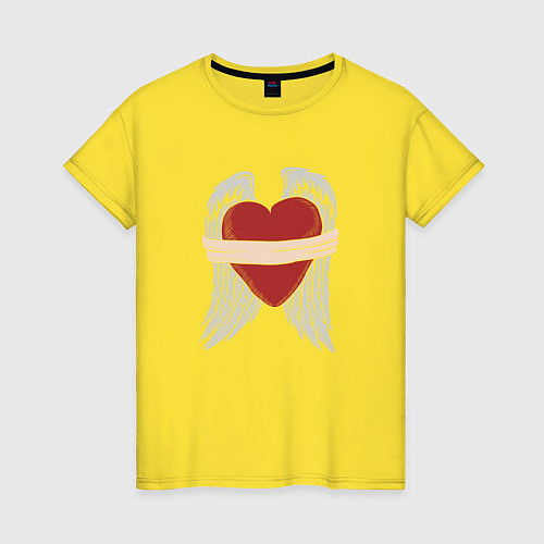 Женская футболка Сердце с крыльями / Желтый – фото 1