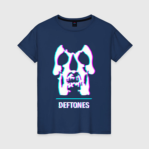 Женская футболка Deftones glitch rock / Тёмно-синий – фото 1