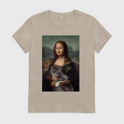 Женская футболка Мона Лиза с котиком