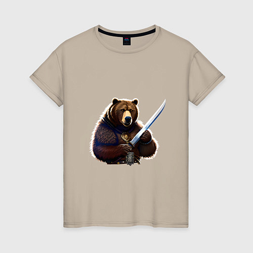 Женская футболка Медведь берсерк / Миндальный – фото 1