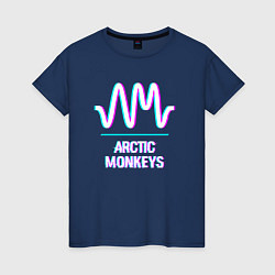 Футболка хлопковая женская Arctic Monkeys glitch rock, цвет: тёмно-синий