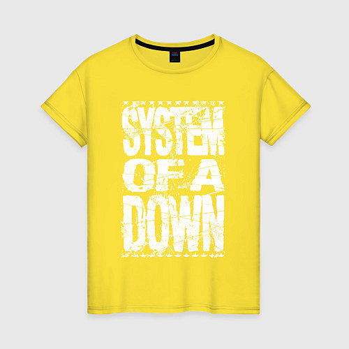 Женская футболка System of a down - stencil / Желтый – фото 1