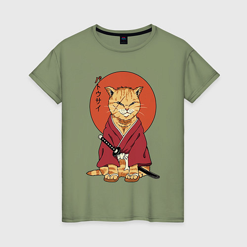Женская футболка Samurai kimono cat / Авокадо – фото 1