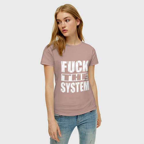 Женская футболка SoD - f**k the system / Пыльно-розовый – фото 3