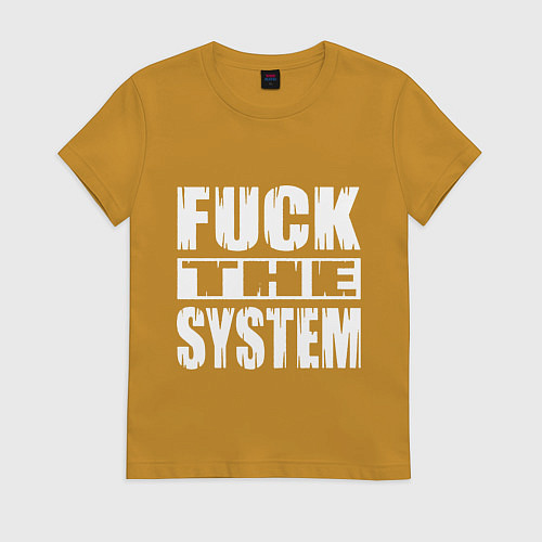 Женская футболка SoD - f**k the system / Горчичный – фото 1