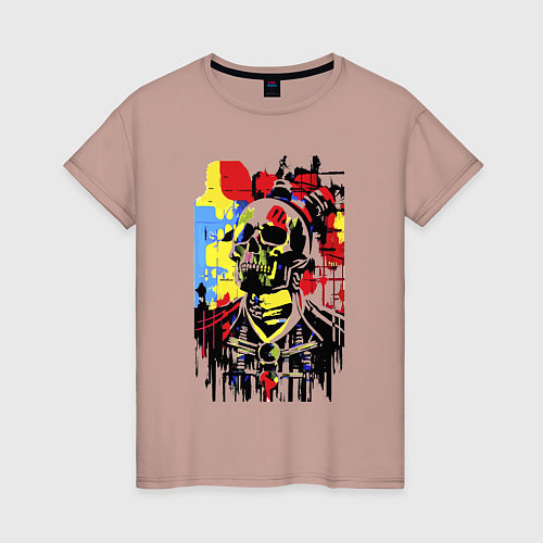 Женская футболка Skull - pop art - sketch / Пыльно-розовый – фото 1