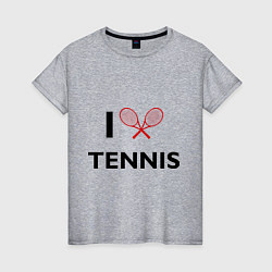 Футболка хлопковая женская I Love Tennis, цвет: меланж