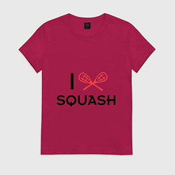 Футболка хлопковая женская I Love Squash, цвет: маджента