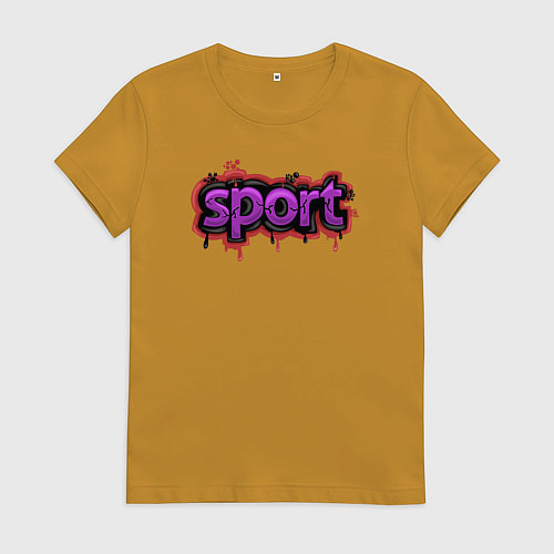 Женская футболка Sport graffiti / Горчичный – фото 1