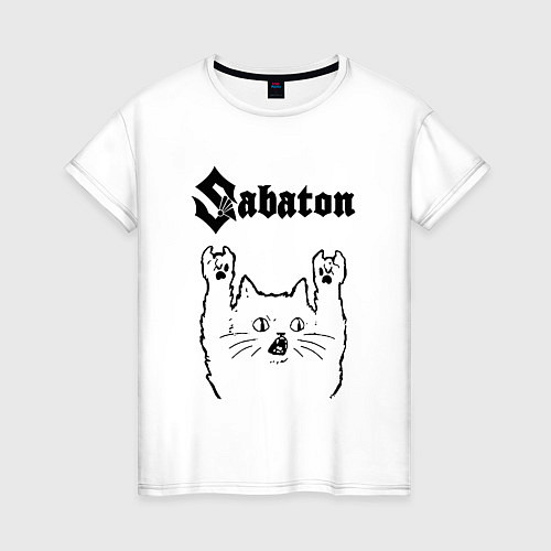 Женская футболка Sabaton - rock cat / Белый – фото 1