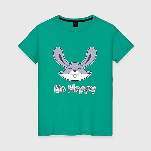 Женская футболка Кролик be happy / Зеленый – фото 1