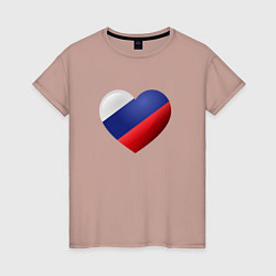 Женская футболка Флаг России в сердце