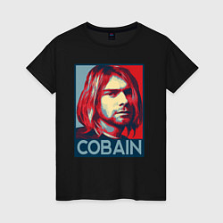 Футболка хлопковая женская Nirvana - Kurt Cobain, цвет: черный