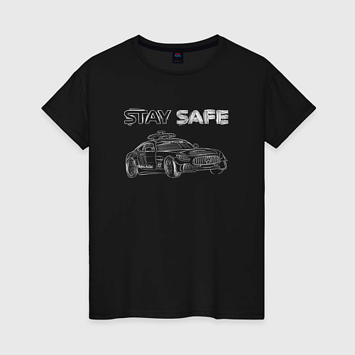 Женская футболка Stay safe white / Черный – фото 1