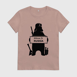 Женская футболка Россия медведь балалайка водка ушанка