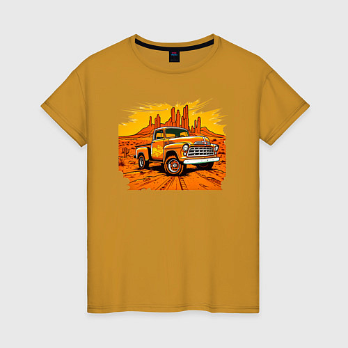 Женская футболка Шевроле грузовик / Горчичный – фото 1