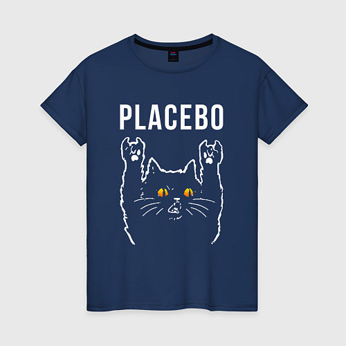Женская футболка Placebo rock cat / Тёмно-синий – фото 1