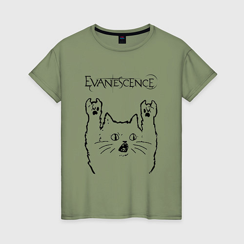 Женская футболка Evanescence - rock cat / Авокадо – фото 1