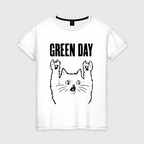 Женская футболка Green Day - rock cat / Белый – фото 1