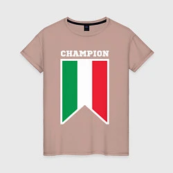 Футболка хлопковая женская Италия чемпион, цвет: пыльно-розовый