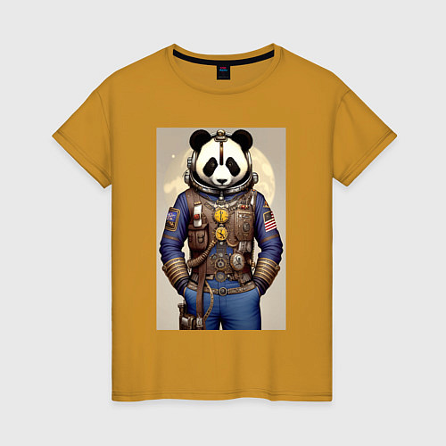 Женская футболка Крутой панда - стимпанк от нейроарт / Горчичный – фото 1
