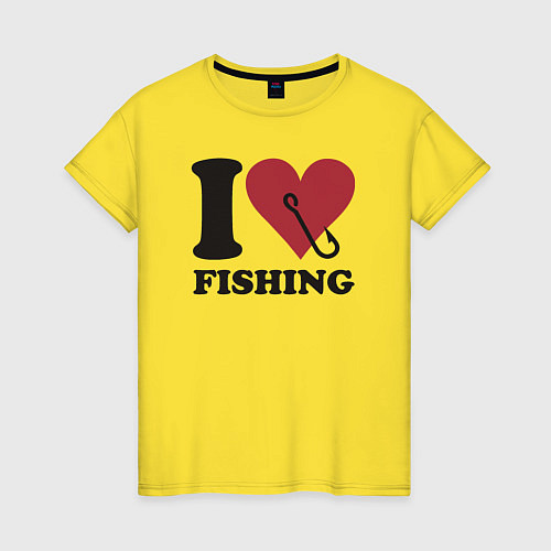 Женская футболка I love fishing / Желтый – фото 1