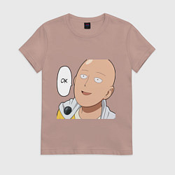 Футболка хлопковая женская Saitama - Okey, цвет: пыльно-розовый