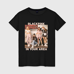 Футболка хлопковая женская Blackpink Jennie Lisa Rose Jisoo, цвет: черный