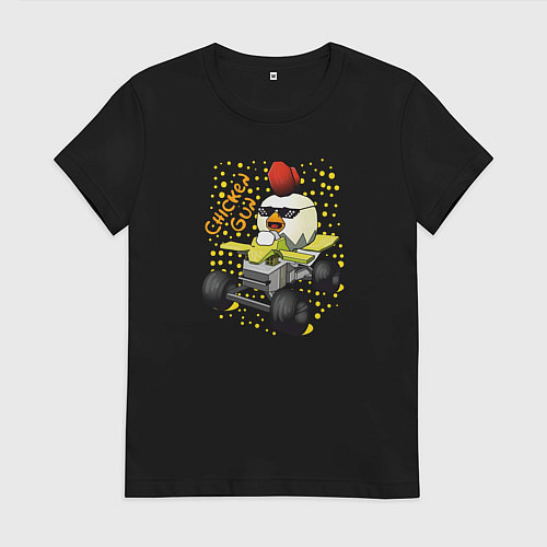 Женская футболка Chicken Gun: цыпленок на квадроцикле / Черный – фото 1