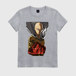 Футболка хлопковая женская Saitama fist, цвет: меланж