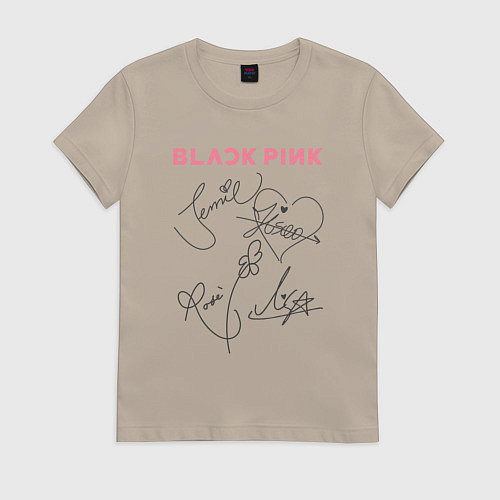 Женская футболка Blackpink автограф / Миндальный – фото 1