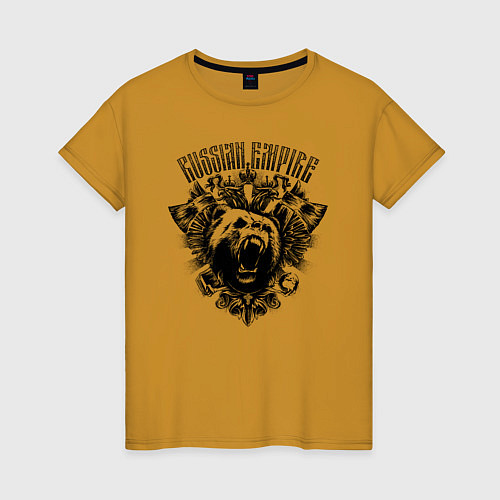 Женская футболка Российская Империя Медведь / Горчичный – фото 1