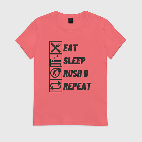 Женская футболка Eat sleep rush b / Коралловый – фото 1