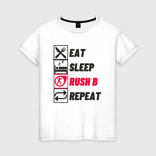 Женская футболка Eat sleep rush b repeat / Белый – фото 1