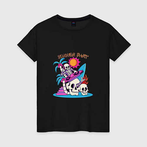 Женская футболка Skeleton summer party / Черный – фото 1
