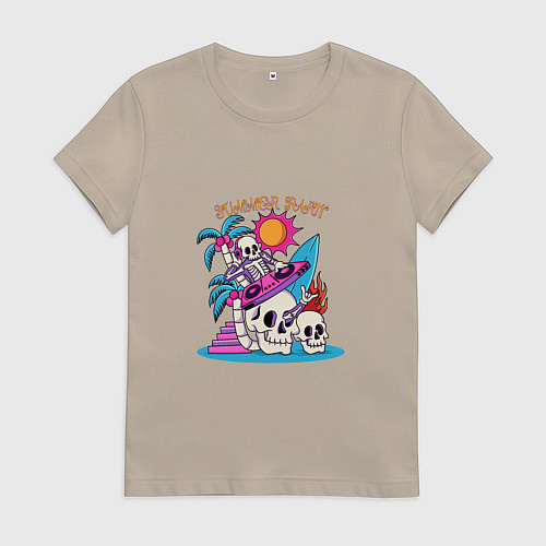 Женская футболка Skeleton summer party / Миндальный – фото 1