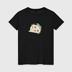 Женская футболка Коллаж Любовь на бумаге