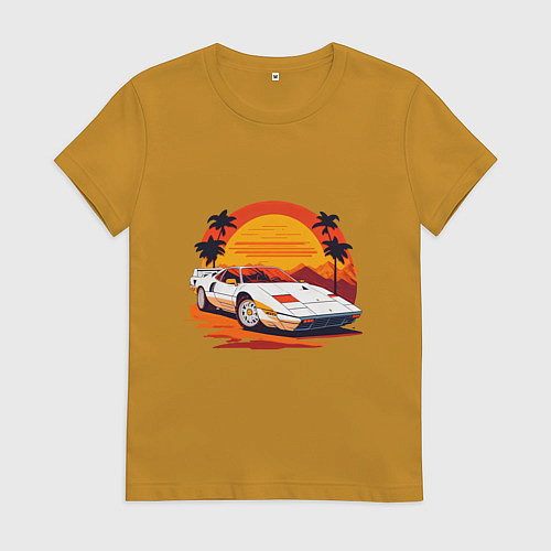 Женская футболка Ретро Феррари / Горчичный – фото 1